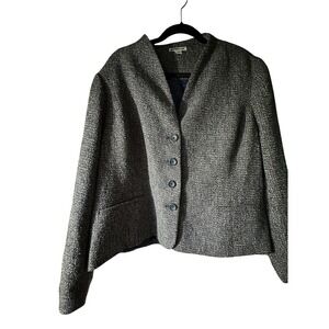 Coldwater‎ Creek Textured Blazer tweed blue Jacket W24 Button Front Women's